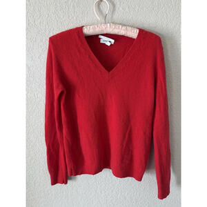 100% Cashmere Nordstrom V-Neck Sweater Red Size Medium